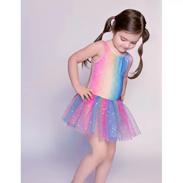 Arshiner Girls Dance Tutu Dress Sparkly Sequin Ballet Leotards Cross Back Ballerina Costumes for Toddler Party