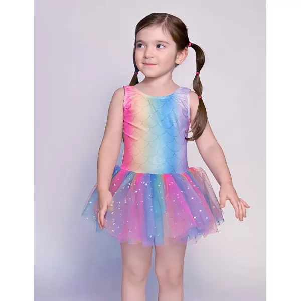 Arshiner Girls Dance Tutu Dress Sparkly Sequin Ballet Leotards Cross Back Ballerina Costumes for Toddler Party