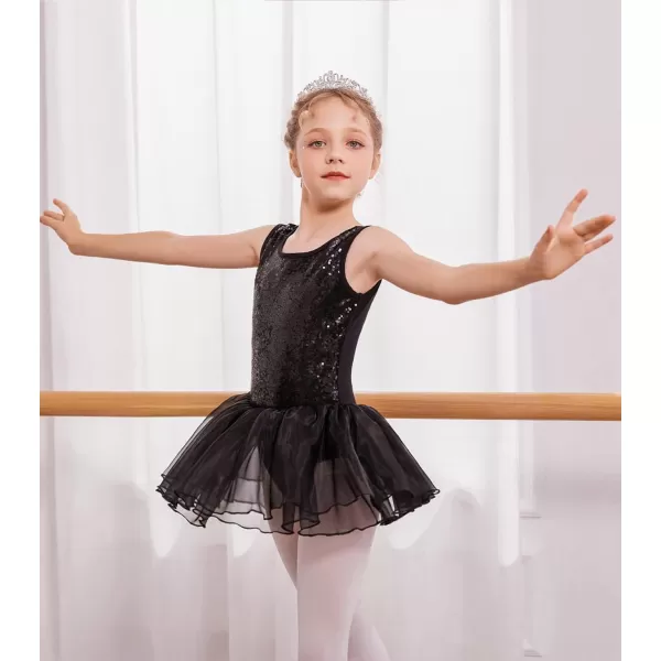 Arshiner Girls Dance Tutu Dress Sparkly Sequin Ballet Leotards Cross Back Ballerina Costumes for Toddler Party