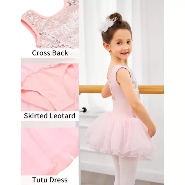 Arshiner Girls Dance Tutu Dress Sparkly Sequin Ballet Leotards Cross Back Ballerina Costumes for Toddler Party