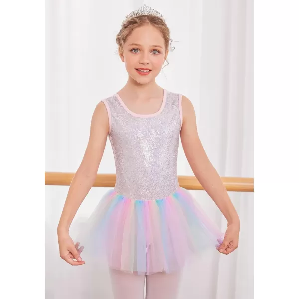 Arshiner Girls Dance Tutu Dress Sparkly Sequin Ballet Leotards Cross Back Ballerina Costumes for Toddler Party