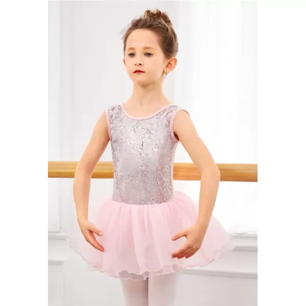 Arshiner Girls Dance Tutu Dress Sparkly Sequin Ballet Leotards Cross Back Ballerina Costumes for Toddler Party