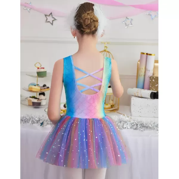 Arshiner Girls Dance Tutu Dress Sparkly Sequin Ballet Leotards Cross Back Ballerina Costumes for Toddler Party