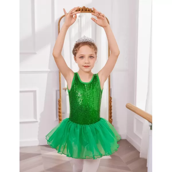 Arshiner Girls Dance Tutu Dress Sparkly Sequin Ballet Leotards Cross Back Ballerina Costumes for Toddler Party
