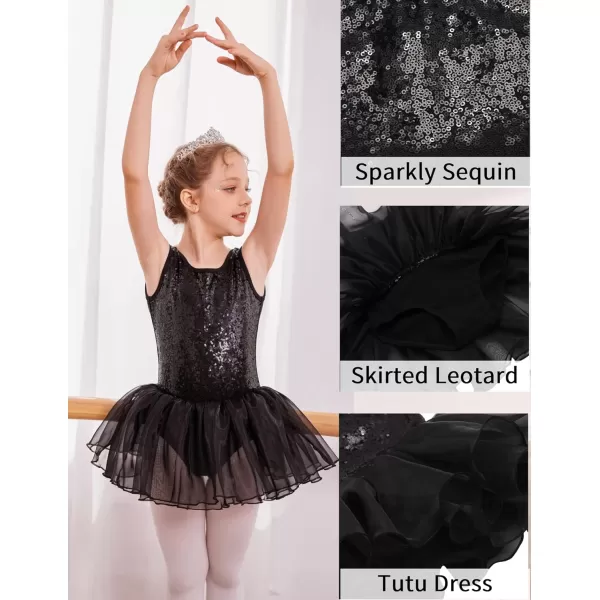 Arshiner Girls Dance Tutu Dress Sparkly Sequin Ballet Leotards Cross Back Ballerina Costumes for Toddler Party