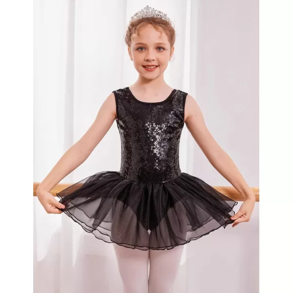 Arshiner Girls Dance Tutu Dress Sparkly Sequin Ballet Leotards Cross Back Ballerina Costumes for Toddler Party