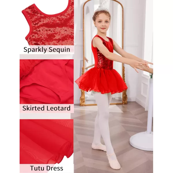 Arshiner Girls Dance Tutu Dress Sparkly Sequin Ballet Leotards Cross Back Ballerina Costumes for Toddler Party