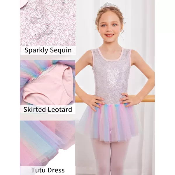 Arshiner Girls Dance Tutu Dress Sparkly Sequin Ballet Leotards Cross Back Ballerina Costumes for Toddler Party