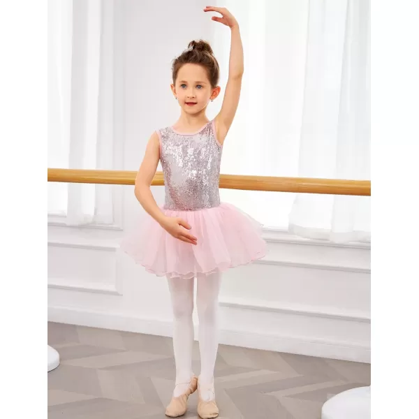 Arshiner Girls Dance Tutu Dress Sparkly Sequin Ballet Leotards Cross Back Ballerina Costumes for Toddler Party