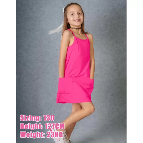 Arshiner Girls Dress with Shorts Casual Summer Spaghetti Straps One Piece Romper Dresses with Pockets for Kid 5-15 Y