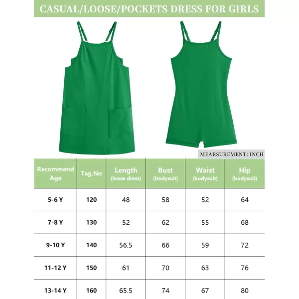 Arshiner Girls Dress with Shorts Casual Summer Spaghetti Straps One Piece Romper Dresses with Pockets for Kid 5-15 Y