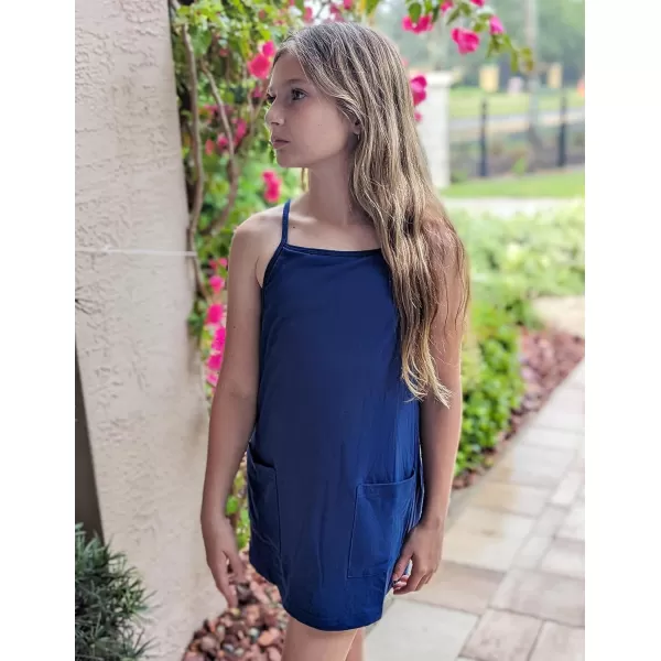 Arshiner Girls Dress with Shorts Casual Summer Spaghetti Straps One Piece Romper Dresses with Pockets for Kid 5-15 Y