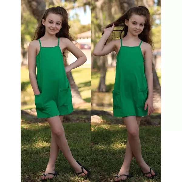 Arshiner Girls Dress with Shorts Casual Summer Spaghetti Straps One Piece Romper Dresses with Pockets for Kid 5-15 Y