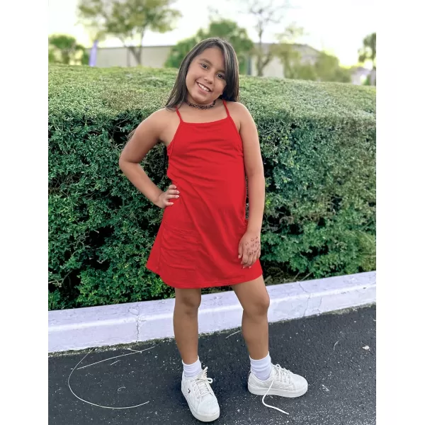 Arshiner Girls Dress with Shorts Casual Summer Spaghetti Straps One Piece Romper Dresses with Pockets for Kid 5-15 Y