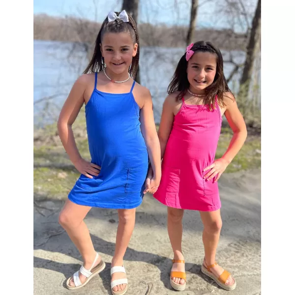 Arshiner Girls Dress with Shorts Casual Summer Spaghetti Straps One Piece Romper Dresses with Pockets for Kid 5-15 Y
