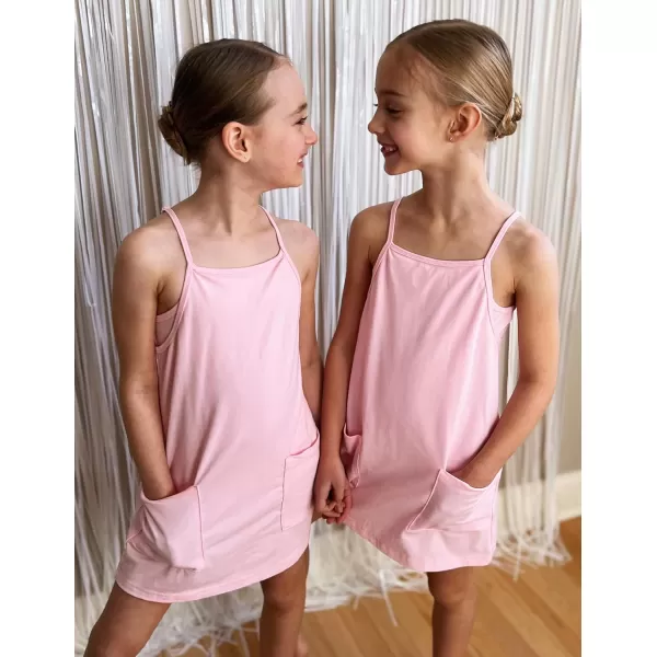 Arshiner Girls Dress with Shorts Casual Summer Spaghetti Straps One Piece Romper Dresses with Pockets for Kid 5-15 Y