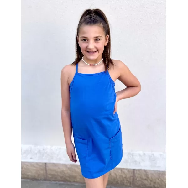 Arshiner Girls Dress with Shorts Casual Summer Spaghetti Straps One Piece Romper Dresses with Pockets for Kid 5-15 Y