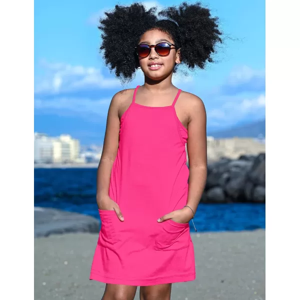 Arshiner Girls Dress with Shorts Casual Summer Spaghetti Straps One Piece Romper Dresses with Pockets for Kid 5-15 Y