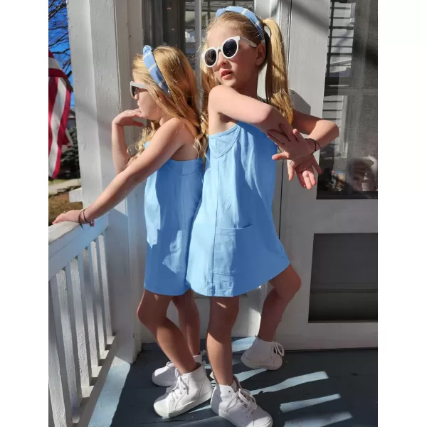 Arshiner Girls Dress with Shorts Casual Summer Spaghetti Straps One Piece Romper Dresses with Pockets for Kid 5-15 Y