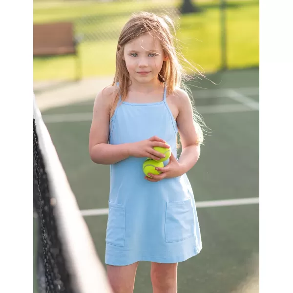 Arshiner Girls Dress with Shorts Casual Summer Spaghetti Straps One Piece Romper Dresses with Pockets for Kid 5-15 Y