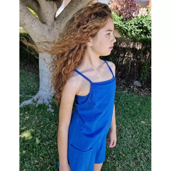 Arshiner Girls Dress with Shorts Casual Summer Spaghetti Straps One Piece Romper Dresses with Pockets for Kid 5-15 Y