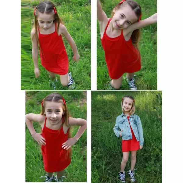 Arshiner Girls Dress with Shorts Casual Summer Spaghetti Straps One Piece Romper Dresses with Pockets for Kid 5-15 Y