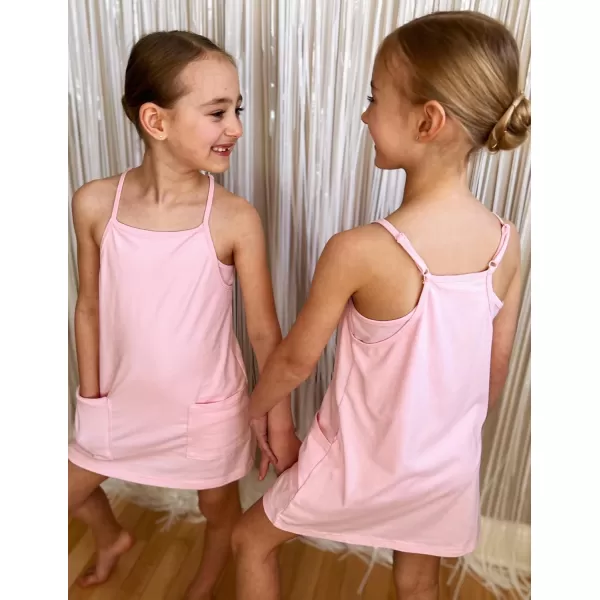 Arshiner Girls Dress with Shorts Casual Summer Spaghetti Straps One Piece Romper Dresses with Pockets for Kid 5-15 Y