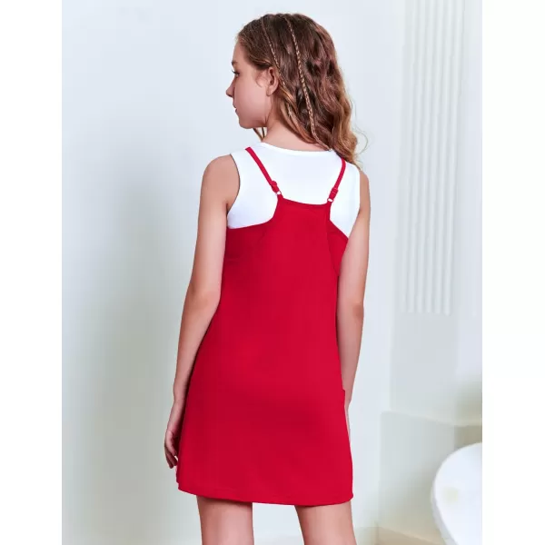 Arshiner Girls Dress with Shorts Casual Summer Spaghetti Straps One Piece Romper Dresses with Pockets for Kid 5-15 Y