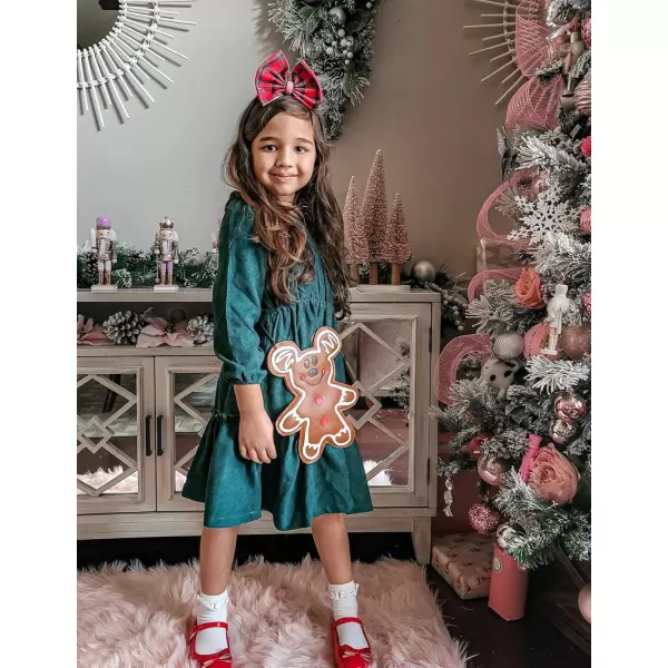 Arshiner Girls Dresses Casual A-line Ruffled Button Long Sleeve Corduroy Swing Dress