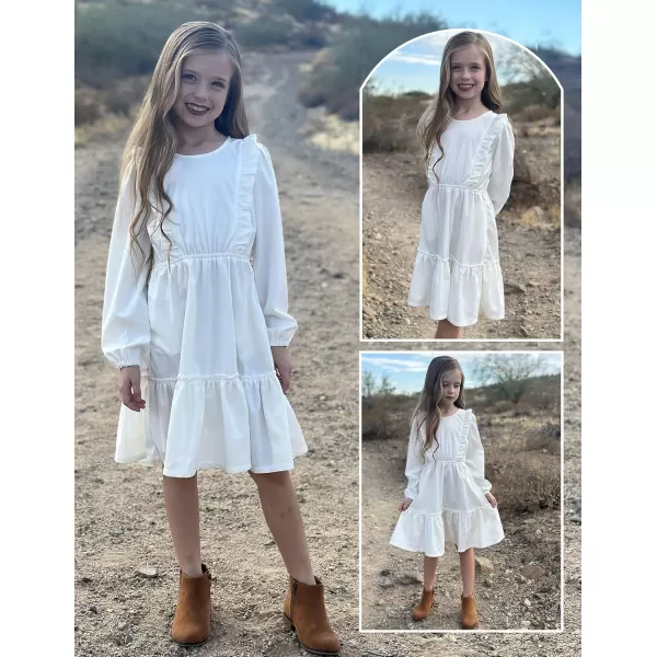 Arshiner Girls Dresses Casual A-line Ruffled Button Long Sleeve Corduroy Swing Dress