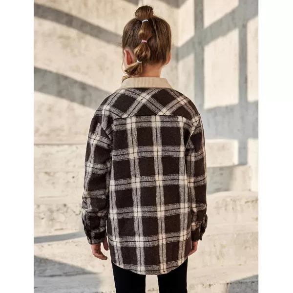 Arshiner Girls Flannel Plaid Jackets Button Down Long Sleeve Shirts Blouses Tops with Pockets Outfits