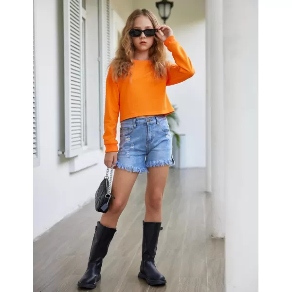 Arshiner Girl's Jean Shorts Ripped Frayed Raw Hem Denim Shorts