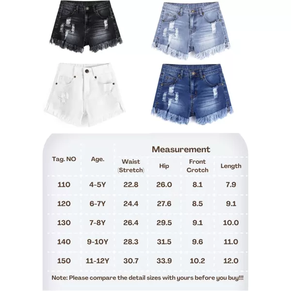 Arshiner Girl's Jean Shorts Ripped Frayed Raw Hem Denim Shorts