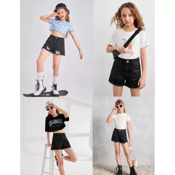 Arshiner Girl's Jean Shorts Ripped Frayed Raw Hem Denim Shorts