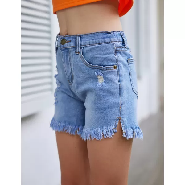 Arshiner Girl's Jean Shorts Ripped Frayed Raw Hem Denim Shorts