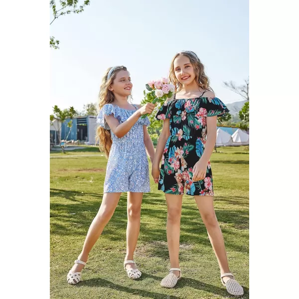 Arshiner Girls Kids Jumpsuit Off Shoulder Ruffle Romper Playsuit Summer Outfits Clothes Set