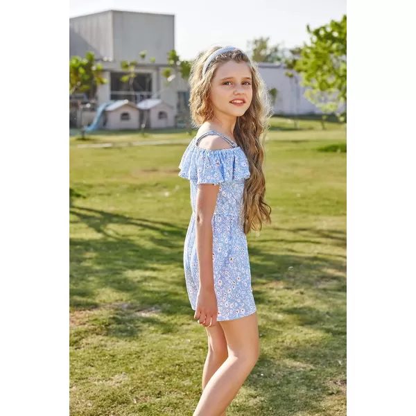 Arshiner Girls Kids Jumpsuit Off Shoulder Ruffle Romper Playsuit Summer Outfits Clothes Set