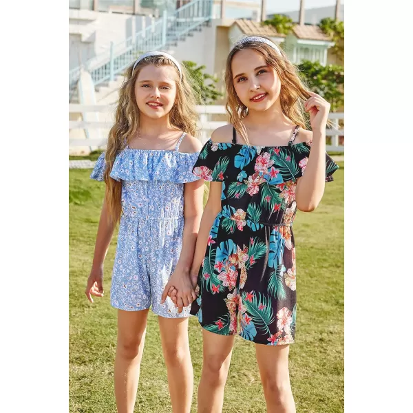 Arshiner Girls Kids Jumpsuit Off Shoulder Ruffle Romper Playsuit Summer Outfits Clothes Set
