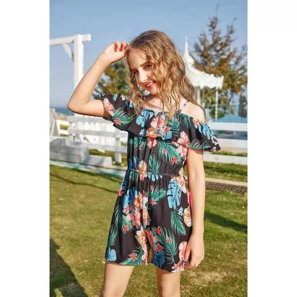 Arshiner Girls Kids Jumpsuit Off Shoulder Ruffle Romper Playsuit Summer Outfits Clothes Set