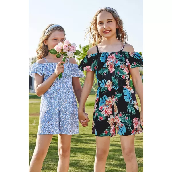 Arshiner Girls Kids Jumpsuit Off Shoulder Ruffle Romper Playsuit Summer Outfits Clothes Set