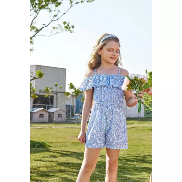 Arshiner Girls Kids Jumpsuit Off Shoulder Ruffle Romper Playsuit Summer Outfits Clothes Set