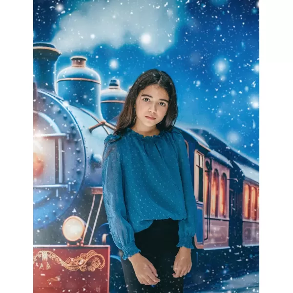 Arshiner Girls Long Sleeve Shirts Chiffon Blouses Swiss Dot Frill Neck Casual Loose Cute Top Tee