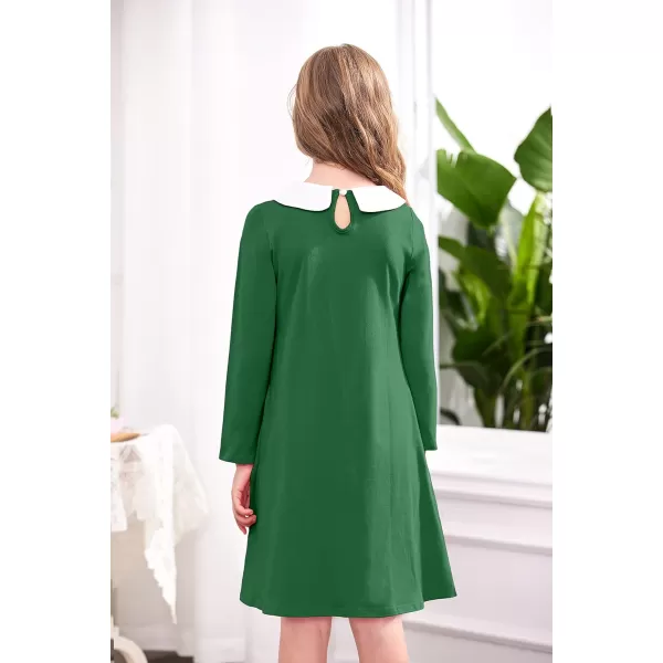 Arshiner Girls Long Sleeve Vintage Peter Pan Collar T-Shirt Dress Age 4-13 Years
