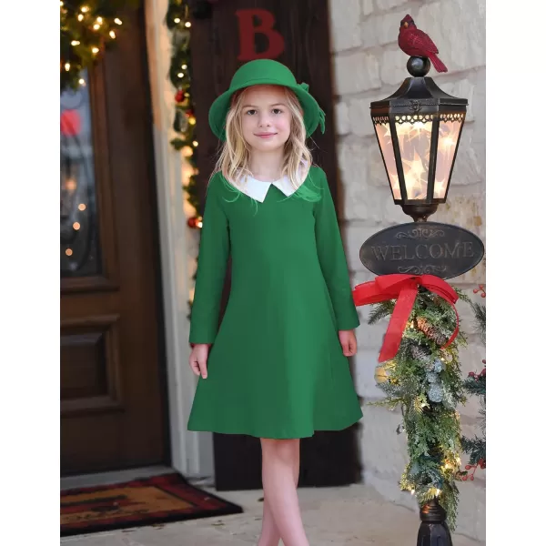 Arshiner Girls Long Sleeve Vintage Peter Pan Collar T-Shirt Dress Age 4-13 Years