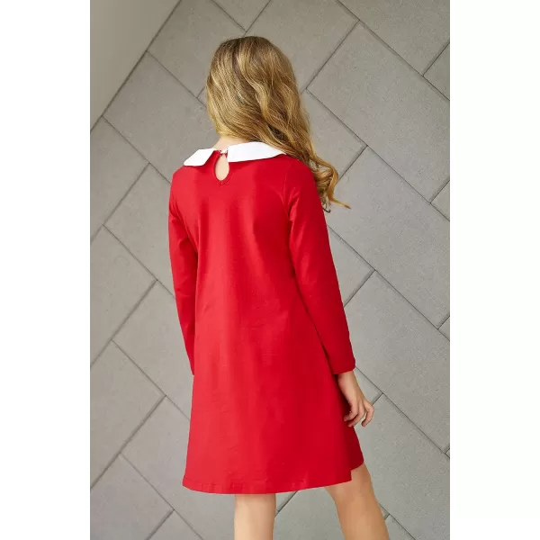 Arshiner Girls Long Sleeve Vintage Peter Pan Collar T-Shirt Dress Age 4-13 Years