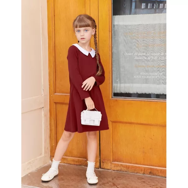 Arshiner Girls Long Sleeve Vintage Peter Pan Collar T-Shirt Dress Age 4-13 Years