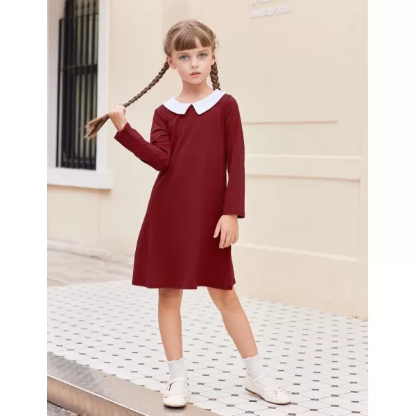Arshiner Girls Long Sleeve Vintage Peter Pan Collar T-Shirt Dress Age 4-13 Years