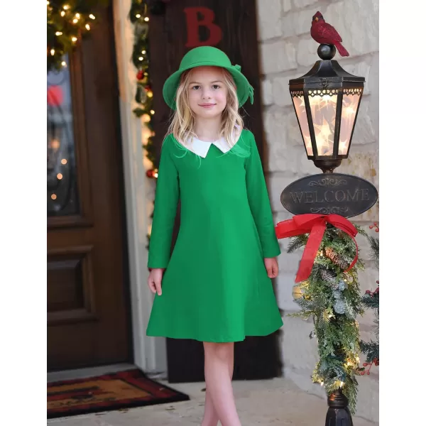 Arshiner Girls Long Sleeve Vintage Peter Pan Collar T-Shirt Dress Age 4-13 Years