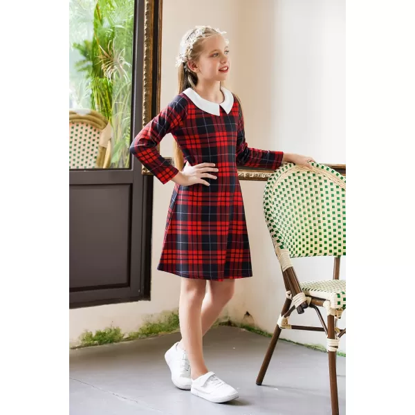 Arshiner Girls Long Sleeve Vintage Peter Pan Collar T-Shirt Dress Age 4-13 Years