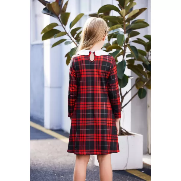 Arshiner Girls Long Sleeve Vintage Peter Pan Collar T-Shirt Dress Age 4-13 Years